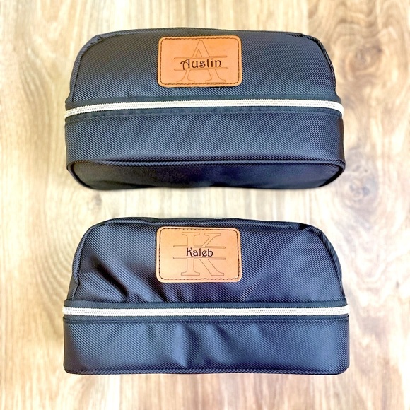 Personalized Men’s Toiletry Bag Black/Brown “KALEB” - Picture 1 of 6